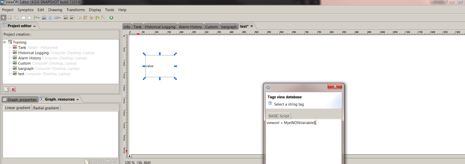 eWON BASIC variables displayed in ViewON Basic and Java hms.how